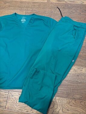 Jaanuu Men's Teal Green Scrub Pants - Comfortable Workwear-unisex
